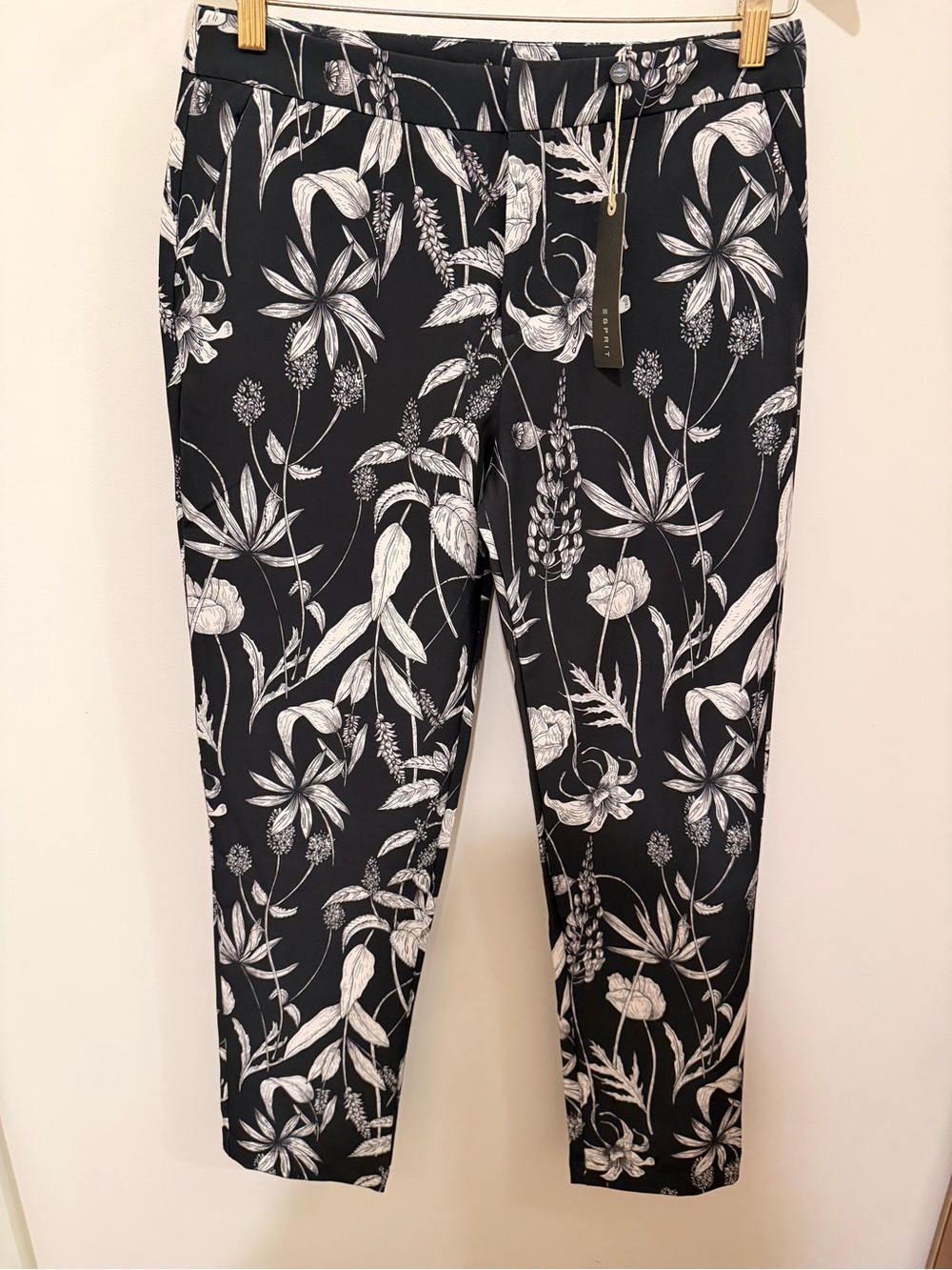 Esprit Black And White Floral Print Pants Size 8